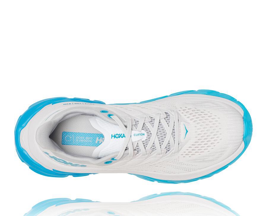 Tenis Hoka One One Feminino Branco/Azuis - Clifton Edge - 865-KWIXZP